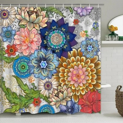 LunaLulinlk Floral Fabric Shower Curtain
