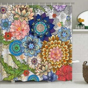 LunaLulinlk Floral Fabric Shower Curtain - 1 of 4