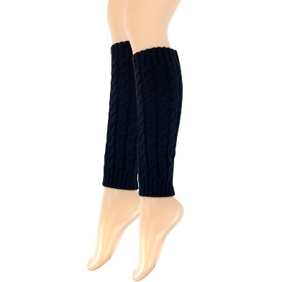 Wrapables Women's Cable Knit Leg Warmers, Black - image 2