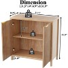 MaseiKarSideboard Buffet Set of 2, 31" Storage Cabinet with 2 Doors and Adjustable Shelves, for Dining, Kitchen and Living Room - Oak - 3 of 4