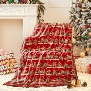 Lomsoe Christmas Blanket Flannel Holiday Blanket Xmas Deer Throw Blanket for Couch Bed Living Room, Christmas Reindeer Red. - 1 of 4