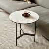 GlasFlength Coffee Tables Round Coffee Table Center Table Wood Coffee Table Small Table for Living Room, White, 19.69"*19.69"*19.69" - 3 of 4