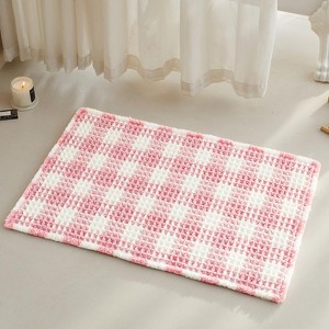 BAGOKIE Waffle Non-Slip Bath Mat Super Absorbent & Quick Dry Bathroom Rug - 1 of 4