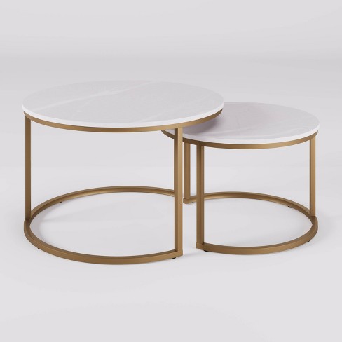 Marble round nesting online side table