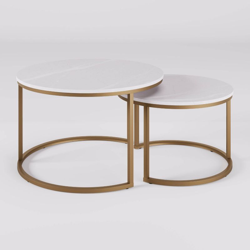 Set of 2 Forth Worth Round Nesting Coffee Table - CorLiving, 1 of 7