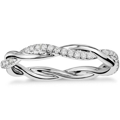 Pompeii3 1/3 Ct Diamond Eternity Petite Twist Vine Eternity Wedding Ring 10k White Gold