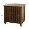 HDZNVF Fluted Nightstand, 21.65" Wide Side Table with 3 Drawers, Mid Century Modern Wood NightStand - 4 of 4