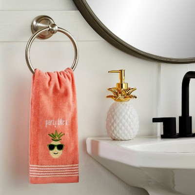 Coral Pink Cotton Party Pineapple Hand Towel Set