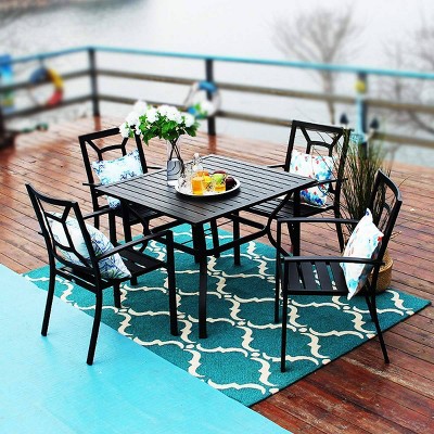 5pc Patio Dining Table & Chairs - Black - Captiva Designs