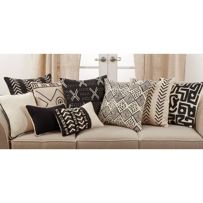 Natural Cotton Chevron Design Oversize Lumbar Throw Pillow