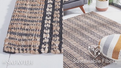 Navy and Natural Flat Woven Cotton Area Rug, 5' x 8'