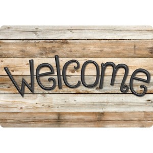Ashley Productions® Smart Poly™, The Original Fun Mat™, Welcome Mat, 15.5" x 23.5", Natural Wood Plank, Welcome - 1 of 1