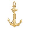 Black Bow Jewelry 14k Yellow Gold Large 3D Admiralty Anchor with Rope Pendant - 4 of 4