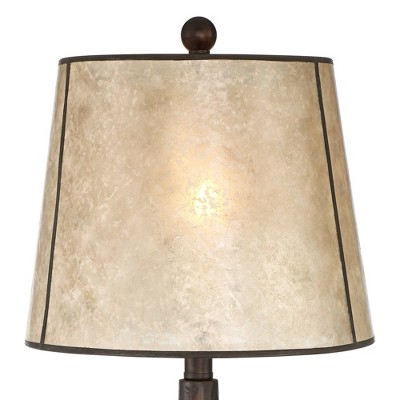 Naomi Aged Bronze Industrial Rustic Table Lamp with Mica Shade