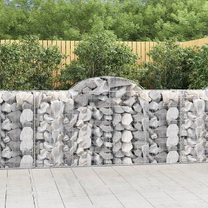 vidaXL Galvanized Iron Arched Gabion Basket, Decorative and Sound-Insulating Garden Barrier with Durable Construction and Wide Application, Silver - 1 of 4