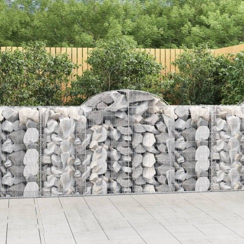 vidaXL Galvanized Iron Arched Gabion Basket, Decorative and Sound-Insulating Garden Barrier with Durable Construction and Wide Application, Silver - image 1 of 4