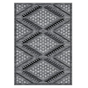 9'x12' Modern Geometric Bedroom Rugs, Washable Non Slip Large Throw Carpet for Living Room, Low Pile Stain Resistant Dining Room Rugs, Gray - 1 of 4