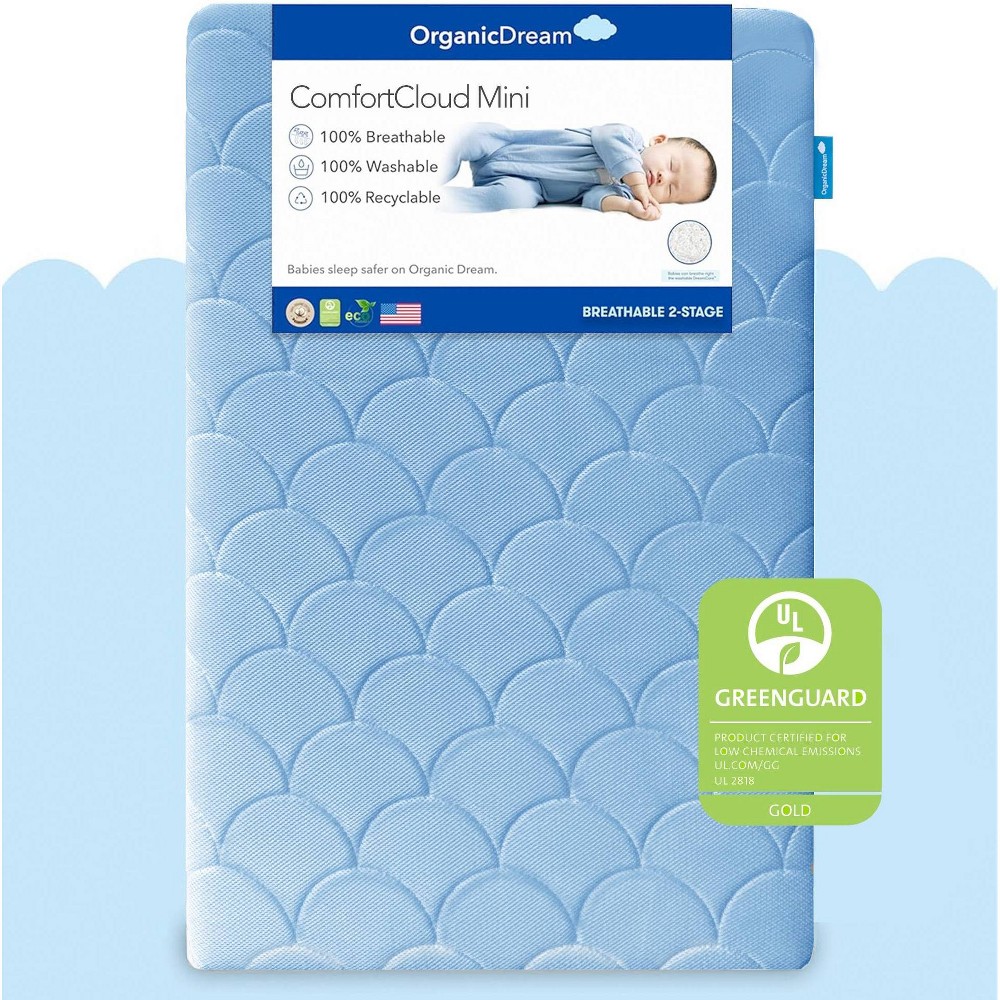 Organic Dream Comfort Cloud Mini Crib Mattress Sky Blue Connecticut Post Mall