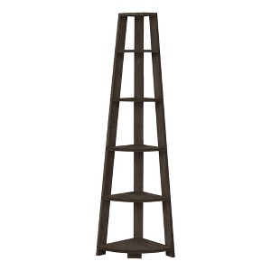 Monarch Specialties Bookshelf Bookcase Etagere Corner 5 Tier 72InchH Office Bedroom Laminate Brown Contemporary Modern - 1 of 4
