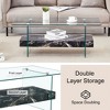 Lirago Modern Two-Tier Coffee Table-Black Marble Pattern & Clear Glass, Versatile Design for Living Room & Office - 4 of 4