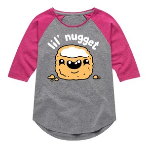 Girls' - Instant Message - Lil Nugget Shirt Tail Raglan Graphic T-shirt - 1 of 4
