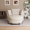 Mlmh & Kngwa 50.2"W Oversized Modern Upholstered Swivel Chair with Pillow and Storage Ottoman - 2 of 4
