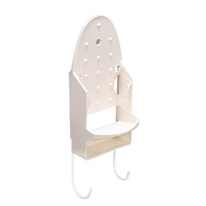 Iron Wall Mount with Attached Ironing Board Hooks, White - 1 of 4