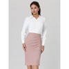 Hobemty Women's Wear to Work Elastic High Waist Pleated Bodycon Midi Skirts - 2 of 4