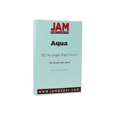 JAM Paper Legal Matte 80lb Colored Cardstock 8.5 x 14 Coverstock Aqua Blue  