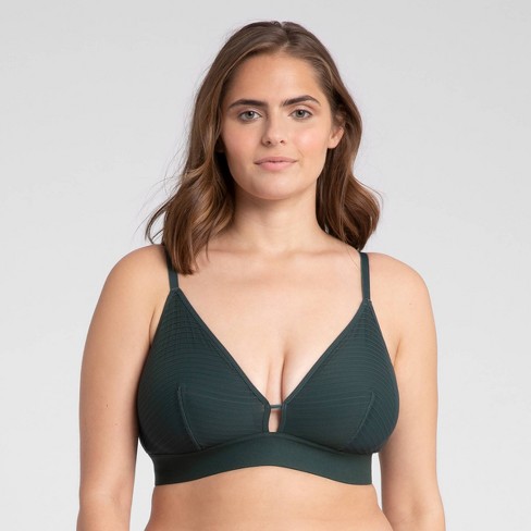 All.You. LIVELY Women's Busty Stripe Mesh Bralette - Emerald Green Size 1