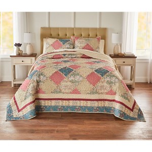 BrylaneHome Patchwork Ruffle Bedspread - Queen, Multi - 1 of 1