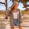 Women's Neutral Hooded Open Front Chunky Knit Cardigan - Cupshe - 4 of 4