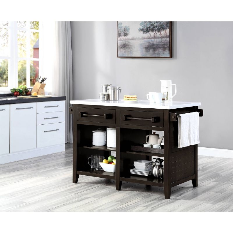 50&#34; Darwid Kitchen Carts And Islands Marble Top and Espresso Finish - Acme Furniture, 1 of 9