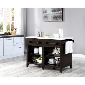 50" Darwid Kitchen Carts And Islands Marble Top and Espresso Finish - Acme Furniture