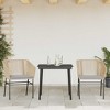 vidaXL Patio Dining Set with Cushions Table and Chairs Set Poly Rattan Glass - Brown 31.5" x 31.5" x 29.1" 2 Items - 3 of 4