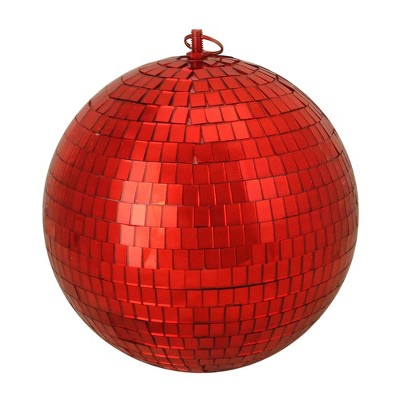 Northlight Mirrored Disco Ball Christmas Ornament - 8" (200mm) - Hot Red