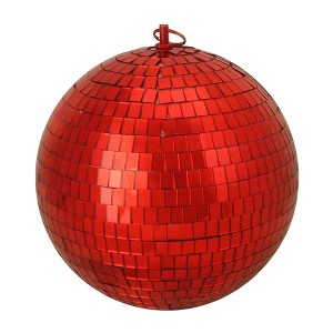 Northlight Mirrored Disco Ball Christmas Ornament - 8" (200mm) - Hot Red - 1 of 3