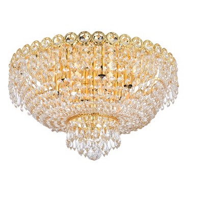 19th Century French-Inspired Gold Flush Mount with Clear Royal Cut Crystals