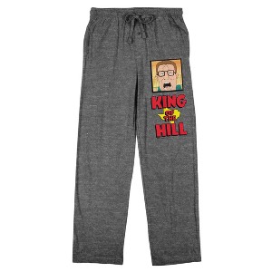 King Of The Hill Hank Hill & Logo Men's Gray Heather Sleep Pajama Pants - 1 of 4