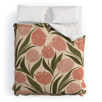 Deny Designs 3pc King Cuss Yeah Pink Tulip Field Comforter and Sham Set