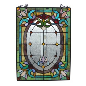 Fine Art Lighting Pond Lily Tiffany Stained Glass Window Panel - 1 of 4
