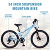 YONWAY 24 inch Mountain Bike With 6-speed Adjustable Seat, Fork High Carbon Steel Frame Bicycle,With Dual Disc Brake,Teenager Bicycle,For Boys Girls - 3 of 4