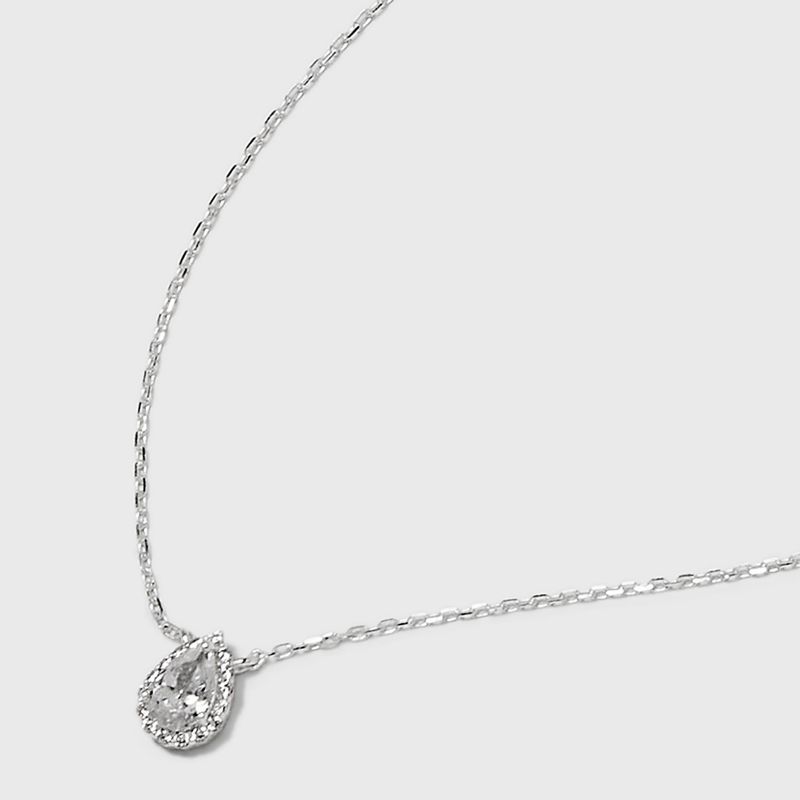 Sterling Silver Teardrop Cubic Zirconia Halo Station Necklace - A New Day&#8482; Silver, 5 of 6