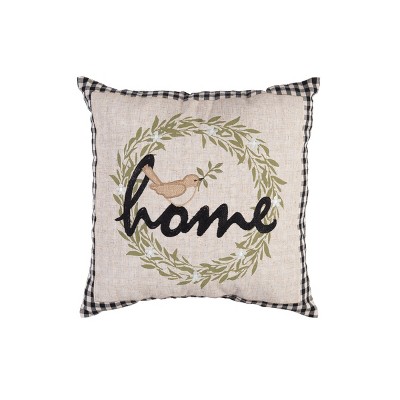 C&F Home Wreathed Birds Home Embroidered Throw Pillow