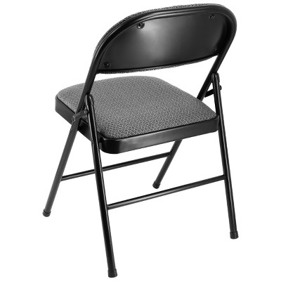 Elama 4 Piece Black and Gray Metal Folding Chairs with Padded Seats