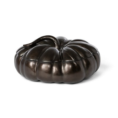 Park Hill Collection Bronze Lidded Ceramic Pumpkin Bowl, Large