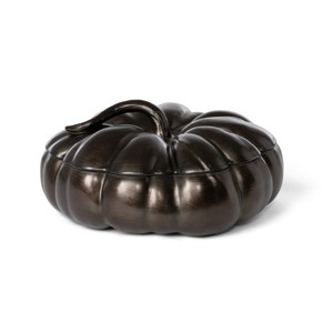 Park Hill Collection Bronze Lidded Ceramic Pumpkin Bowl, Large - 1 of 2