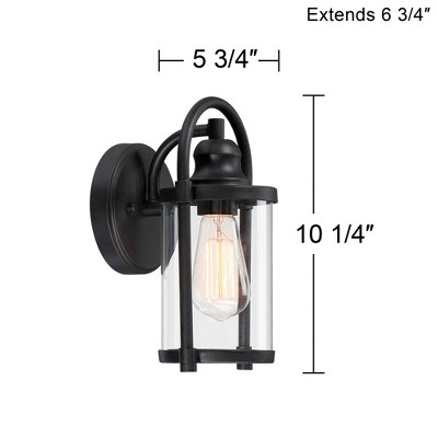 Black Metal and Clear Glass Outdoor Wall Light Set