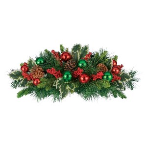 Collections Etc Festive Artificial Holly and Pinecones Ornament Memorial Garden Stake - 1 of 2