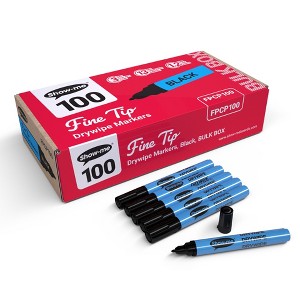Show-me® Fine Tip Slim Barrel Dry Erase Markers, Black, Classbox of 100 - 1 of 4